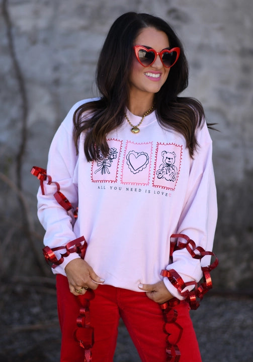 Stitched Heart Valentine Sweatshirt-Graphic Tees-Krush Kandy, Women's Online Fashion Boutique Located in Phoenix, Arizona (Scottsdale Area)