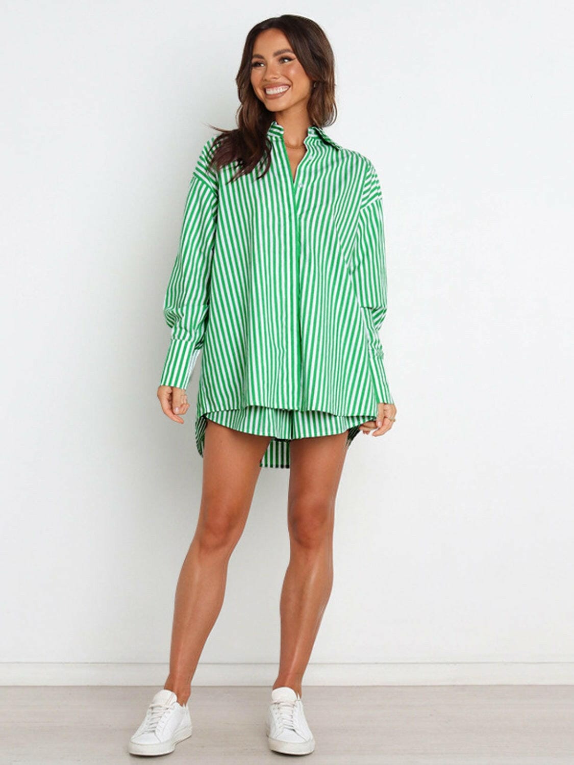 Bon Voyage Striped Button Down Top & Shorts Set-2 Piece Outfit Sets-Krush Kandy, Women's Online Fashion Boutique Located in Phoenix, Arizona (Scottsdale Area)