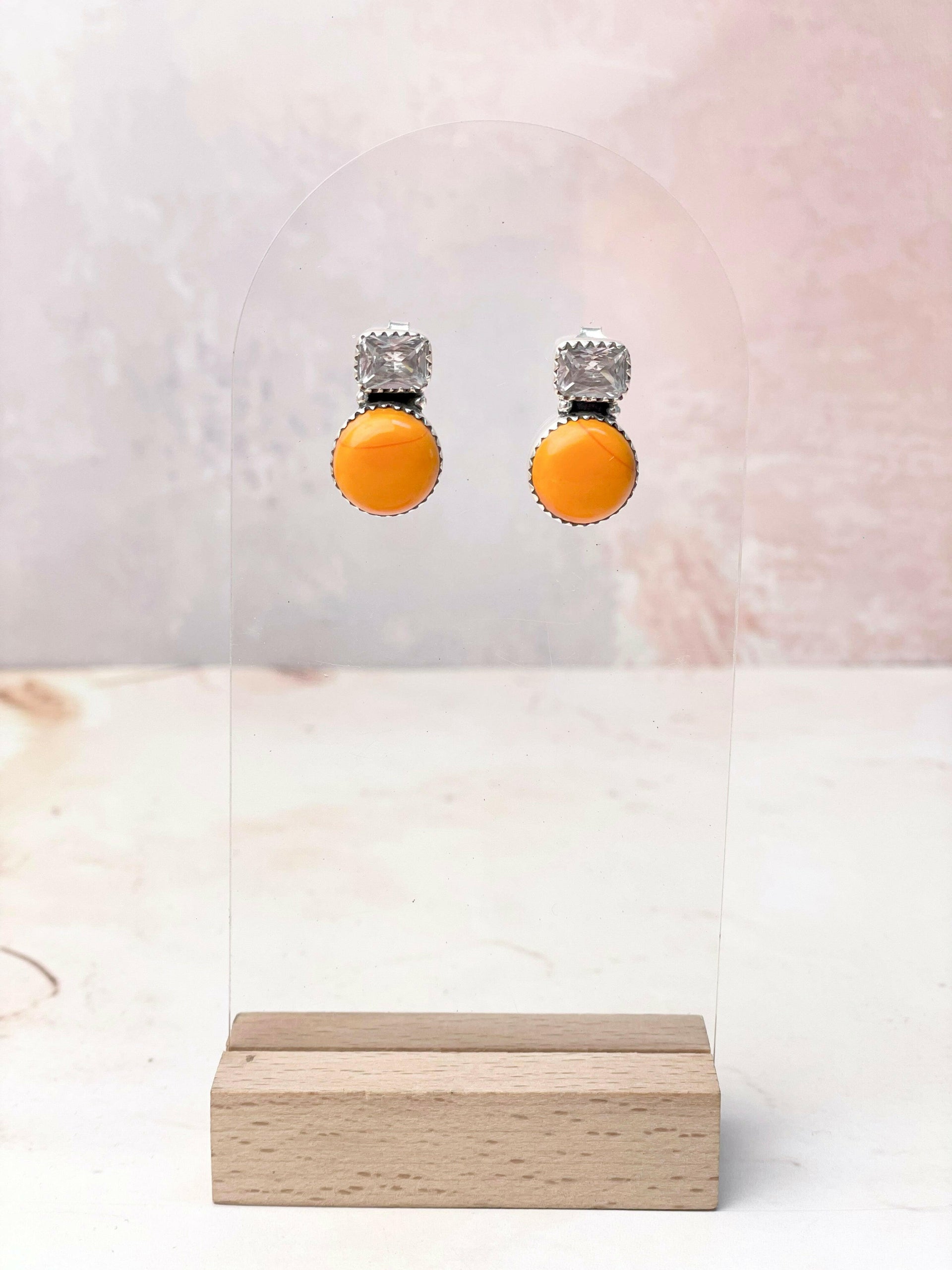 Kristyn's Tangerine Rosarita Studs-Earrings-Krush Kandy, Women's Online Fashion Boutique Located in Phoenix, Arizona (Scottsdale Area)