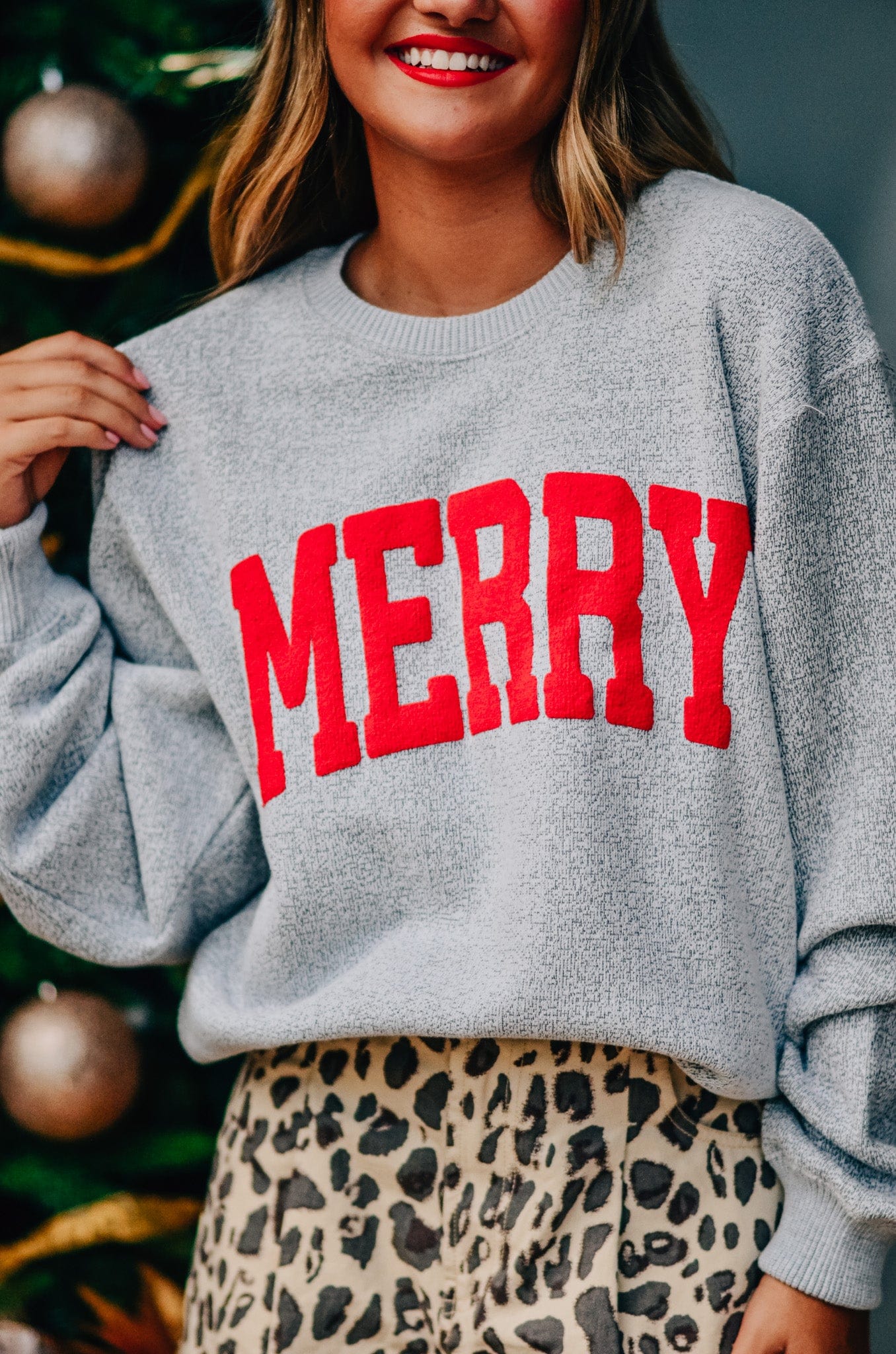Merry Silver Knit Sweatshirt-Krush Kandy, Women's Online Fashion Boutique Located in Phoenix, Arizona (Scottsdale Area)