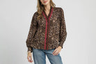 Umgee Ruffle Trim Leopard Print Shirt-Blouses-Krush Kandy, Women's Online Fashion Boutique Located in Phoenix, Arizona (Scottsdale Area)