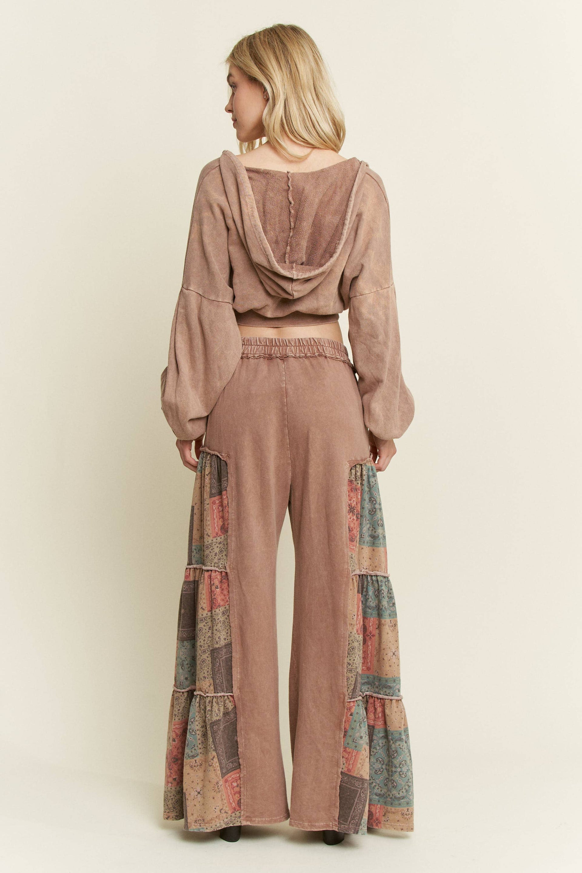 J.HER Mineral Washed Boho Patch Tiered Wide Pants-Pants-Krush Kandy, Women's Online Fashion Boutique Located in Phoenix, Arizona (Scottsdale Area)