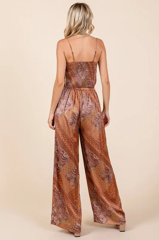Mittoshop Paisley Patchwork Print Satin Wide Leg Pants-pants-Krush Kandy, Women's Online Fashion Boutique Located in Phoenix, Arizona (Scottsdale Area)