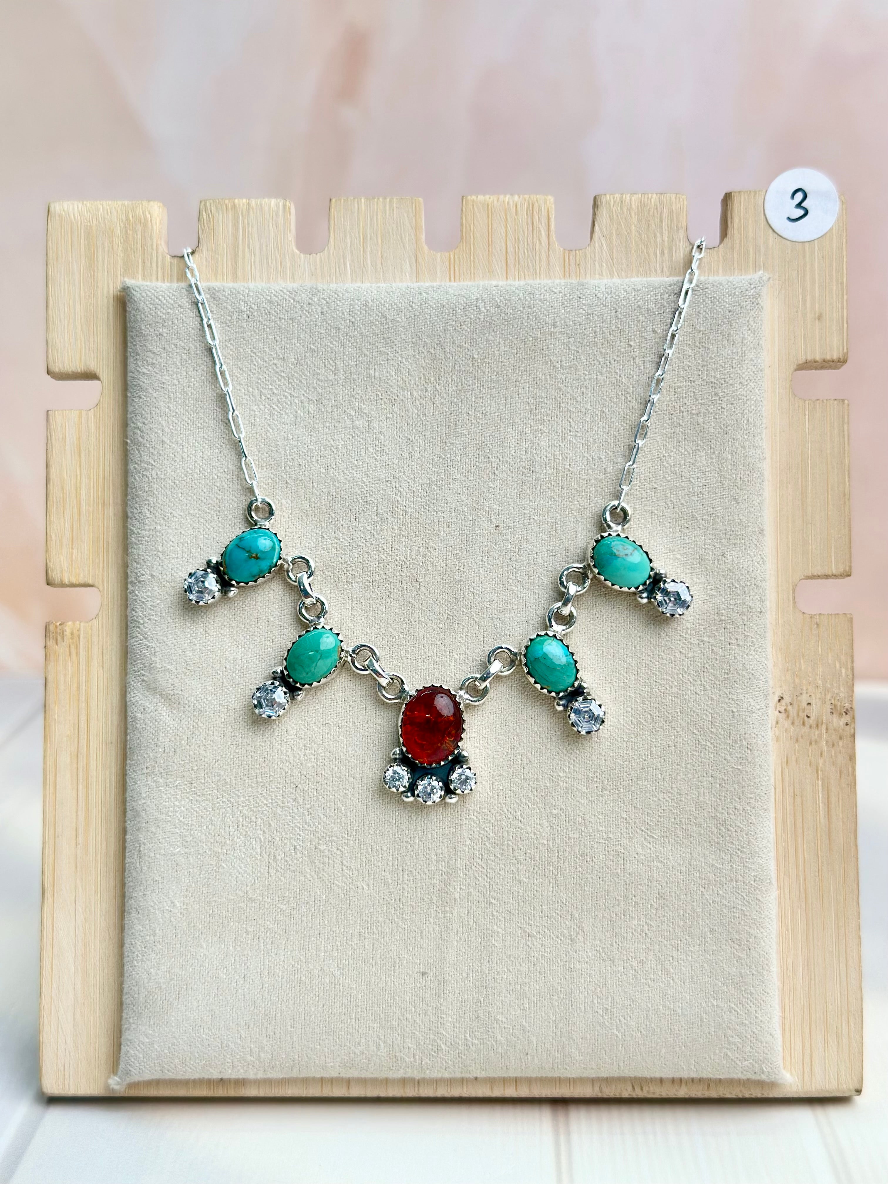 Amber, Turquoise & Crystal Necklaces-Necklaces-Krush Kandy, Women's Online Fashion Boutique Located in Phoenix, Arizona (Scottsdale Area)