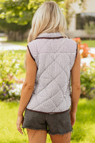 Striped Quilted Sleeveless Vest-Vests-Krush Kandy, Women's Online Fashion Boutique Located in Phoenix, Arizona (Scottsdale Area)