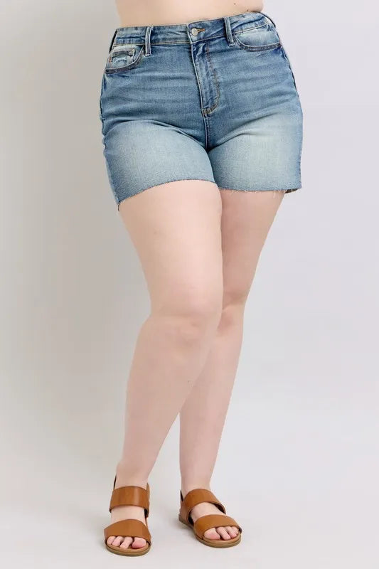 Judy Blue High Waist Star Seam Detail Denim Shorts-Denim-Krush Kandy, Women's Online Fashion Boutique Located in Phoenix, Arizona (Scottsdale Area)