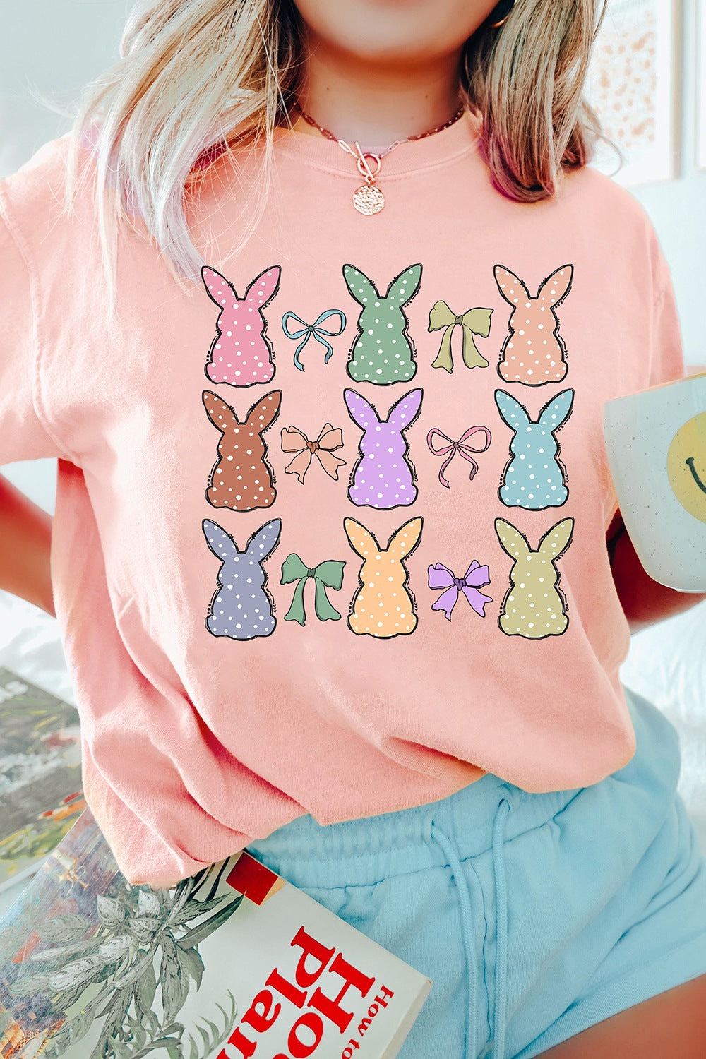 Polka Dot Bunny Graphic Tee-Graphic Tees-Krush Kandy, Women's Online Fashion Boutique Located in Phoenix, Arizona (Scottsdale Area)