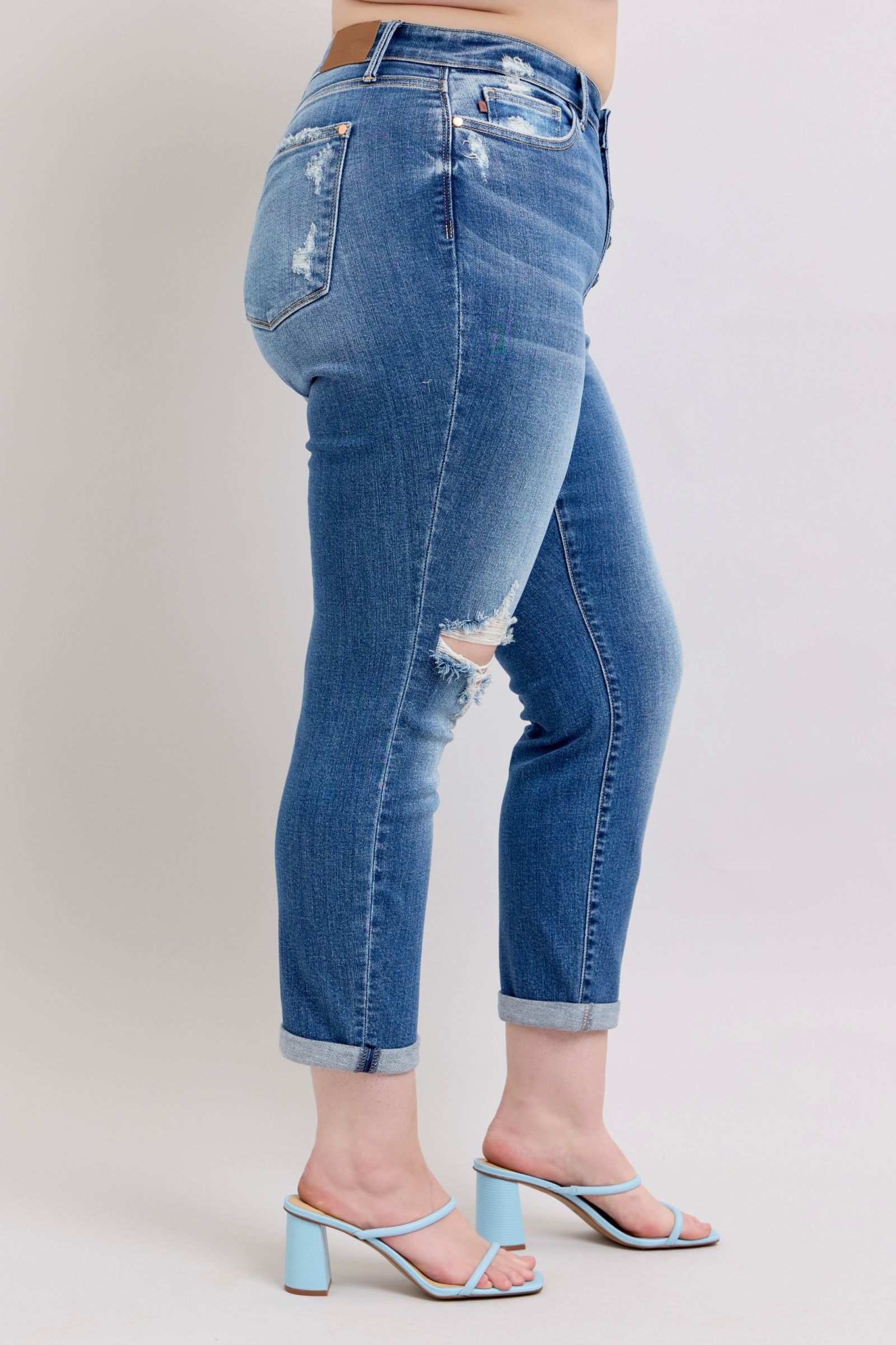 Chic Edge Button Fly Distressed Jeans-Krush Kandy, Women's Online Fashion Boutique Located in Phoenix, Arizona (Scottsdale Area)