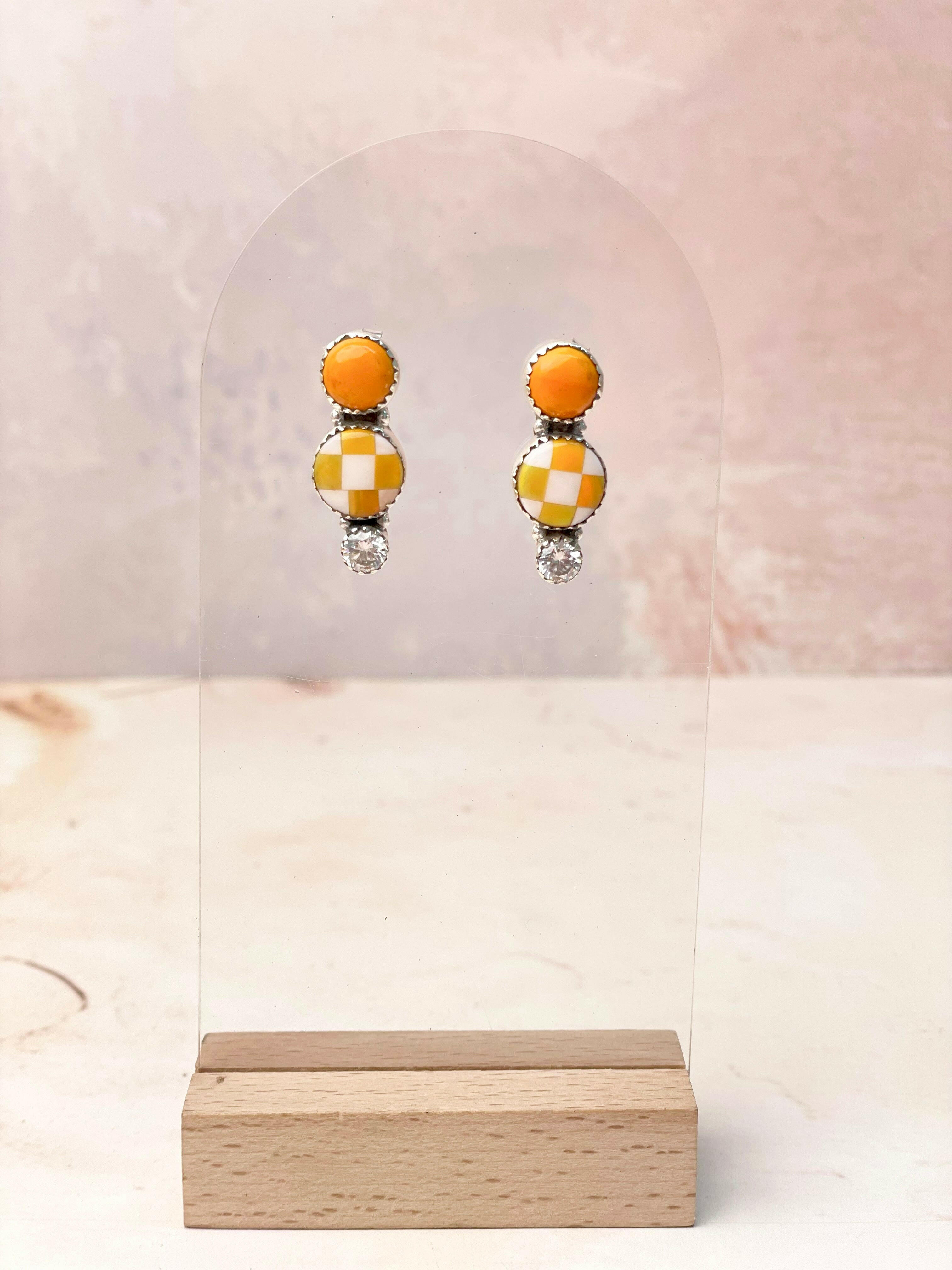 Tangerine Crystal Martini Rosarita Studs-Earrings-Krush Kandy, Women's Online Fashion Boutique Located in Phoenix, Arizona (Scottsdale Area)