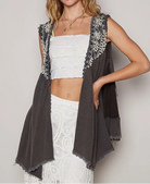 POL Embroidered Pearls Open Front Sleeveless Cardigan-Cardigan-Krush Kandy, Women's Online Fashion Boutique Located in Phoenix, Arizona (Scottsdale Area)