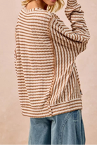 BiBi Open Seam Detail Textured Stripe Knit Top-Sweaters-Krush Kandy, Women's Online Fashion Boutique Located in Phoenix, Arizona (Scottsdale Area)