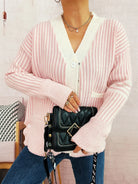 Striped Button-Front Cardigan with Contrast Trim-Cardigan-Krush Kandy, Women's Online Fashion Boutique Located in Phoenix, Arizona (Scottsdale Area)