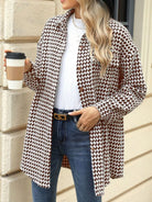 Houndstooth Button Up Long Sleeve Coat-Jacket-Krush Kandy, Women's Online Fashion Boutique Located in Phoenix, Arizona (Scottsdale Area)