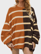 Luxe Half and Half Oversized Stripe Sweater-Sweaters-Krush Kandy, Women's Online Fashion Boutique Located in Phoenix, Arizona (Scottsdale Area)