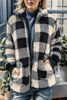 Double Take Full Size Plaid Long Sleeve Hooded Coat-Krush Kandy, Women's Online Fashion Boutique Located in Phoenix, Arizona (Scottsdale Area)