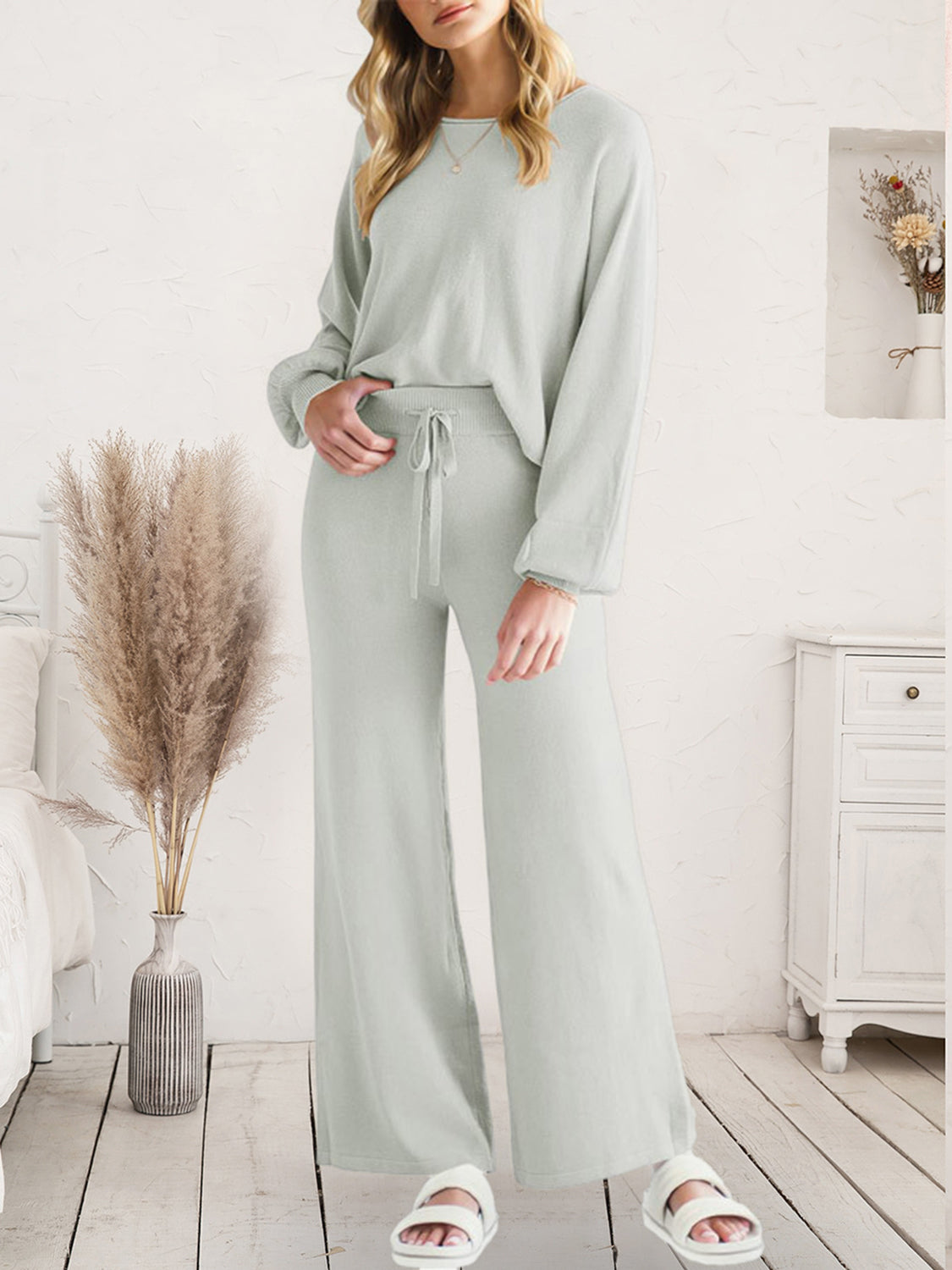 Long Sleeve Lounge Top and Drawstring Pants Set-Krush Kandy, Women's Online Fashion Boutique Located in Phoenix, Arizona (Scottsdale Area)