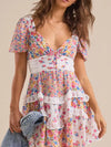 Floral Puff Sleeve Tiered Mini Dress-Dresses-Krush Kandy, Women's Online Fashion Boutique Located in Phoenix, Arizona (Scottsdale Area)