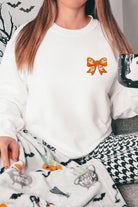 Embroidered Ghost Halloween Bow Sweatshirt-Sweaters-Krush Kandy, Women's Online Fashion Boutique Located in Phoenix, Arizona (Scottsdale Area)