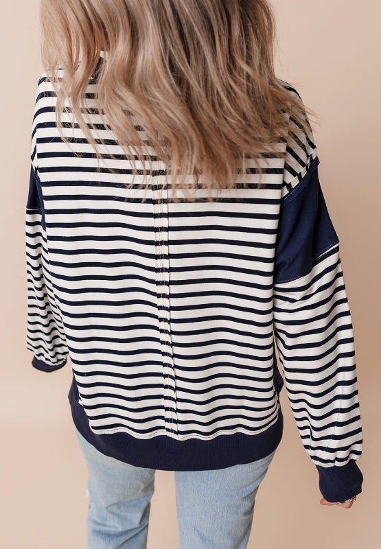 Exposed Seam Striped Long Sleeve Sweatshirt-Krush Kandy, Women's Online Fashion Boutique Located in Phoenix, Arizona (Scottsdale Area)