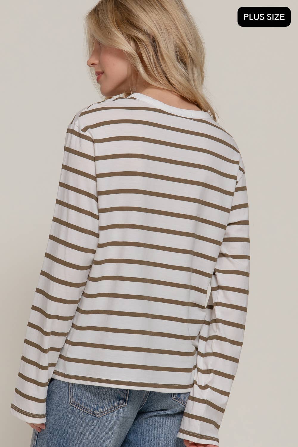 Long Sleeve Round Neck Stripe Tee-Long Sleeve Tops-Krush Kandy, Women's Online Fashion Boutique Located in Phoenix, Arizona (Scottsdale Area)
