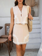 Devine Contrast Lace Vest and Skirt Set-2 Piece Outfit Sets-Krush Kandy, Women's Online Fashion Boutique Located in Phoenix, Arizona (Scottsdale Area)