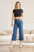 RfM Crop Chloe Full Size Tummy Control High Waist Raw Hem Jeans-Krush Kandy, Women's Online Fashion Boutique Located in Phoenix, Arizona (Scottsdale Area)