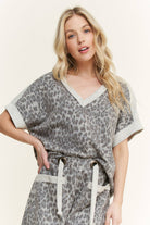 Mineral Washed Leopard Animal Print V-Neck Shirt-Tops-Krush Kandy, Women's Online Fashion Boutique Located in Phoenix, Arizona (Scottsdale Area)