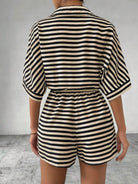 Tie Waist Half Button Striped Romper-Jumpsuits & Rompers-Krush Kandy, Women's Online Fashion Boutique Located in Phoenix, Arizona (Scottsdale Area)