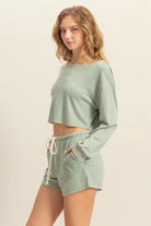 HYFVE Boat Neck Long Sleeve Cropped Top-Tops-Krush Kandy, Women's Online Fashion Boutique Located in Phoenix, Arizona (Scottsdale Area)