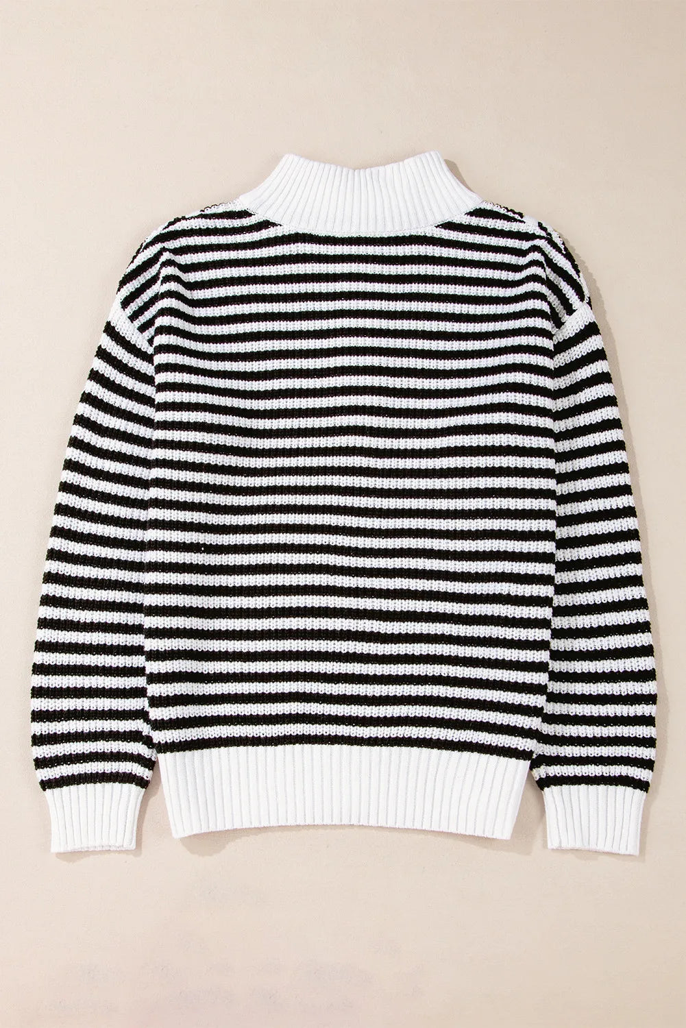 Black Stripe Half-Zip Knit Sweater-Sweaters-Krush Kandy, Women's Online Fashion Boutique Located in Phoenix, Arizona (Scottsdale Area)