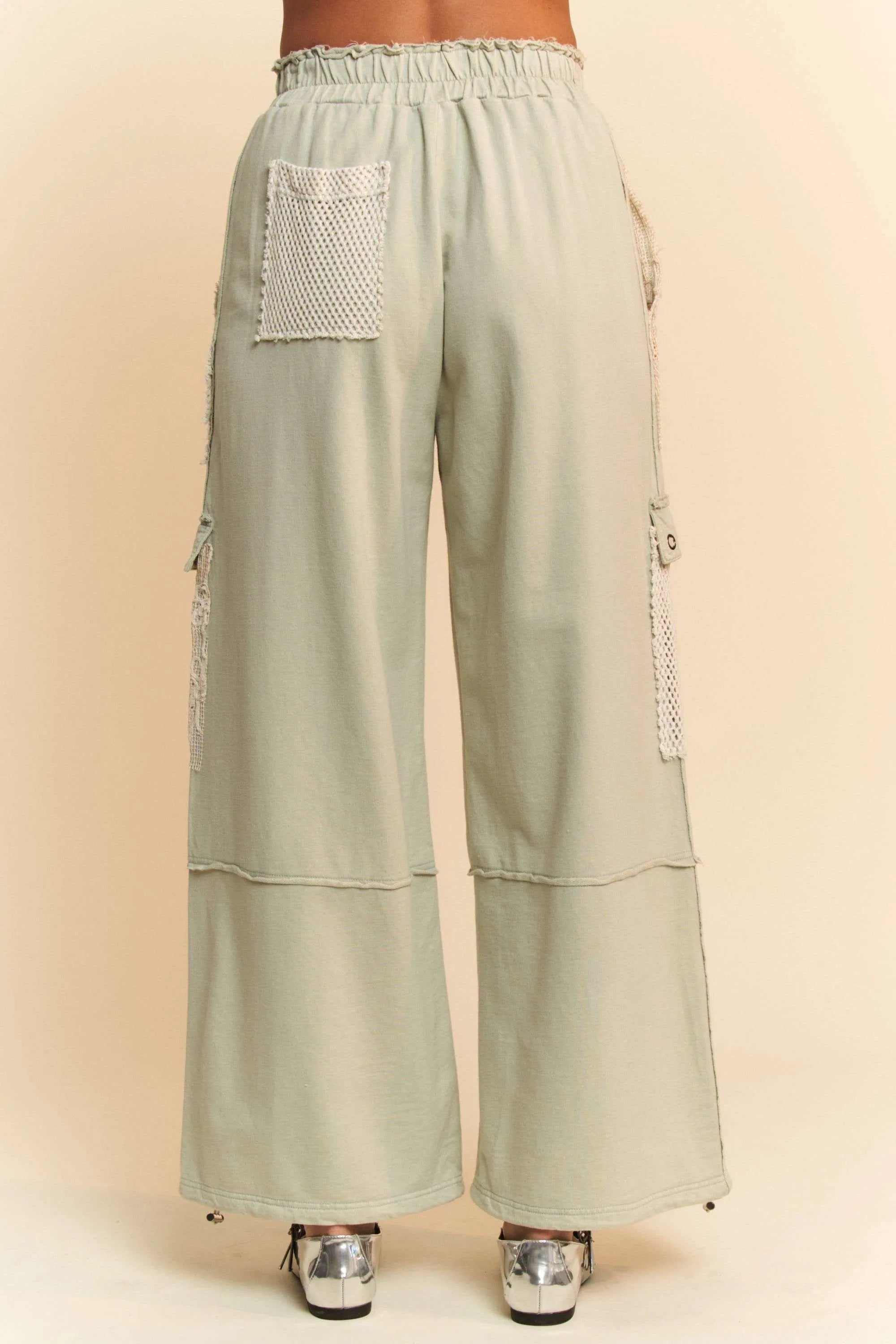 Davi & Dani Lace Patchwork Bottom Opening Adjustable Pants-pants-Krush Kandy, Women's Online Fashion Boutique Located in Phoenix, Arizona (Scottsdale Area)