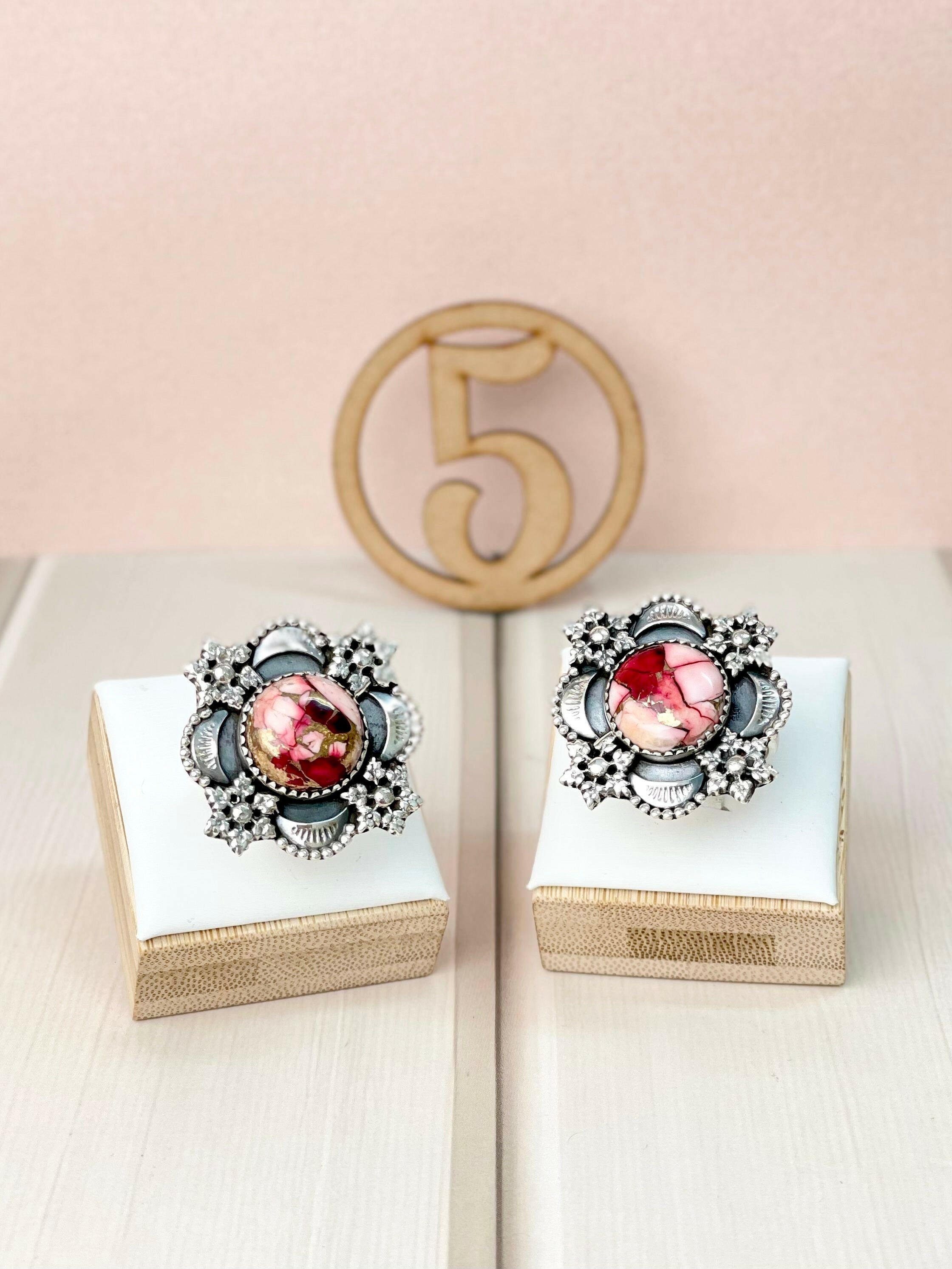 Floral Boho Multi Stone Slab Rings Bno. 5-Rings-Krush Kandy, Women's Online Fashion Boutique Located in Phoenix, Arizona (Scottsdale Area)