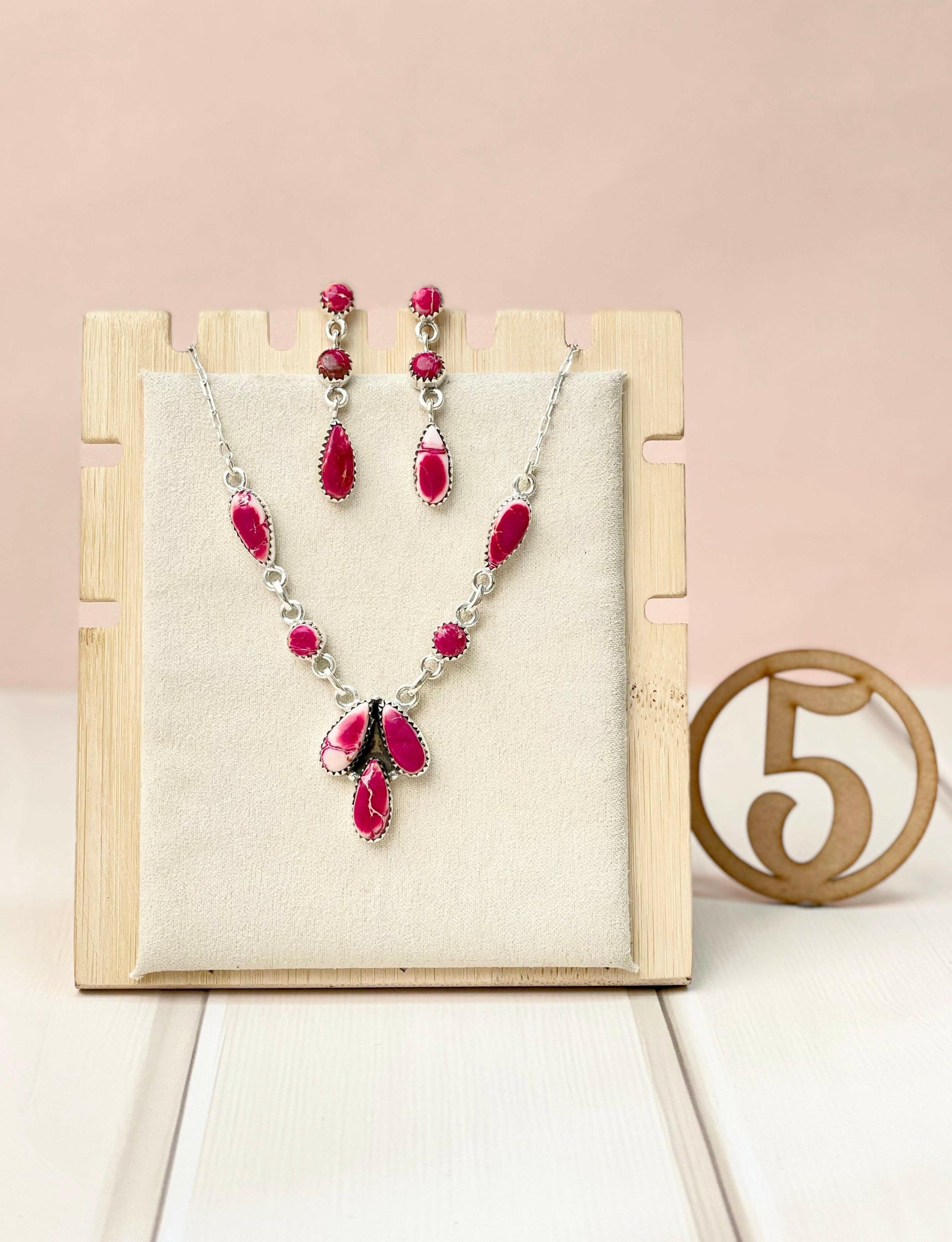 High Desert Glow Jasper Necklace and Earrings Set-Necklaces-Krush Kandy, Women's Online Fashion Boutique Located in Phoenix, Arizona (Scottsdale Area)