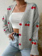 Cherry Button-Up Knit Cardigan-Tops-Krush Kandy, Women's Online Fashion Boutique Located in Phoenix, Arizona (Scottsdale Area)