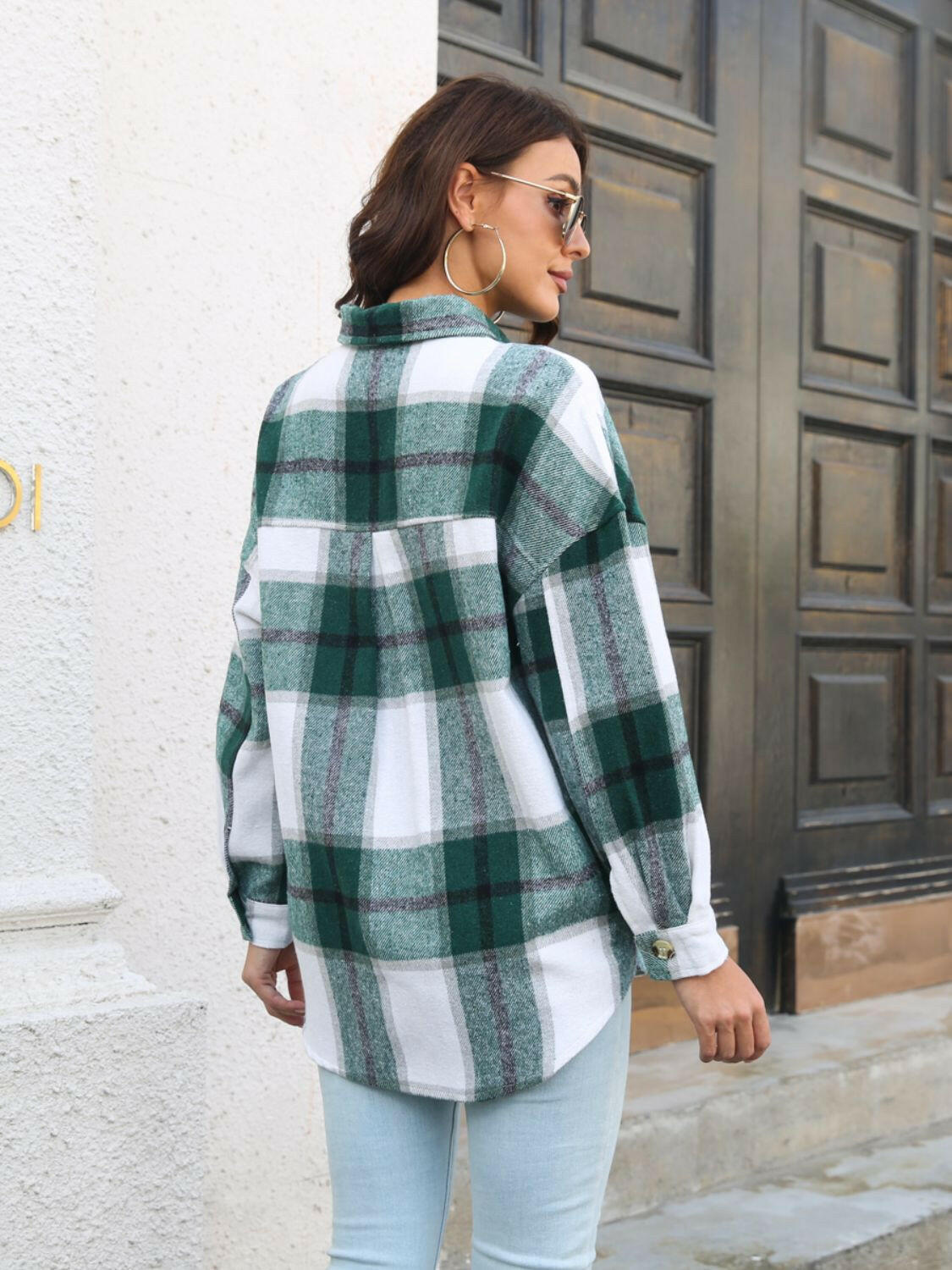 Plaid Button Up Long Sleeve Shirt with Collared Neck – Krush Kandy