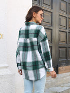 Plaid Button Up Collared Neck Long Sleeve Shirt-Long Sleeve Tops-Krush Kandy, Women's Online Fashion Boutique Located in Phoenix, Arizona (Scottsdale Area)