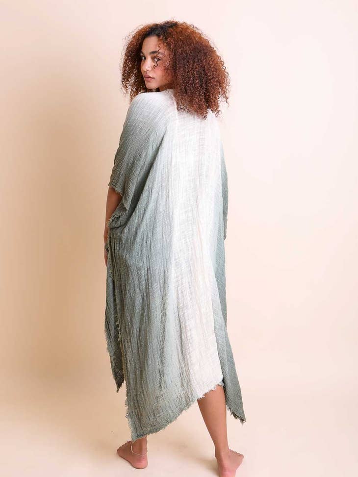 Frayed Cotton Bohemian Ombre Kimono-Kimonos-Krush Kandy, Women's Online Fashion Boutique Located in Phoenix, Arizona (Scottsdale Area)