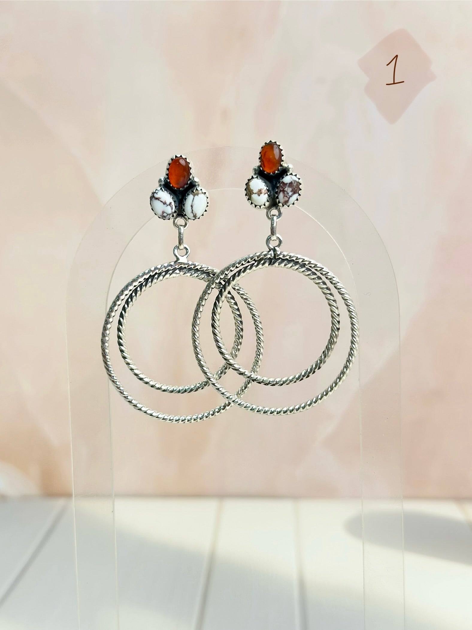 Amber, Turquoise &amp; Crystal Boho Hoops-Earrings-Krush Kandy, Women&#39;s Online Fashion Boutique Located in Phoenix, Arizona (Scottsdale Area)