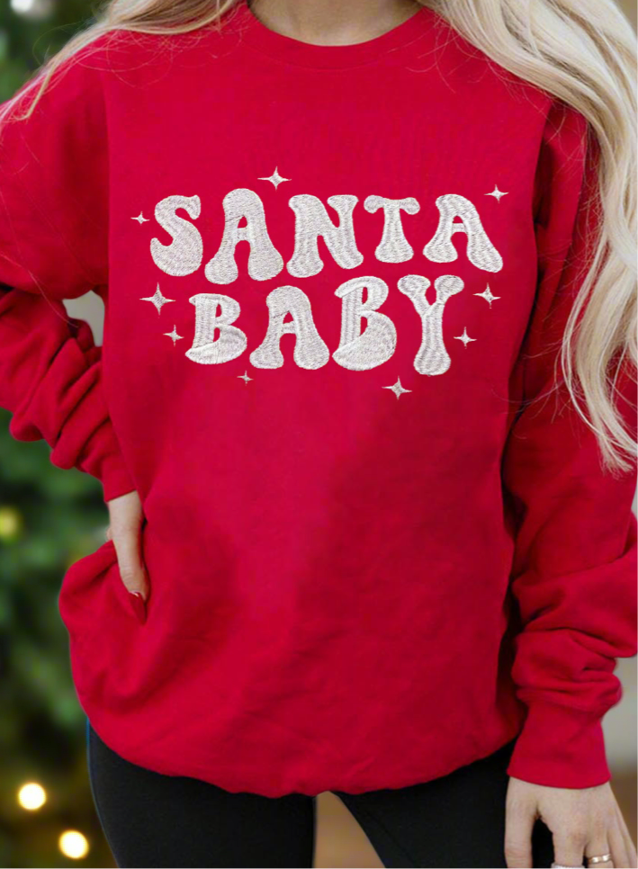 Santa Baby Holiday Sweatshirt-Sweaters-Krush Kandy, Women's Online Fashion Boutique Located in Phoenix, Arizona (Scottsdale Area)