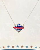 Freedom Stripes and Checkered Statement Necklace-Necklaces-Krush Kandy, Women's Online Fashion Boutique Located in Phoenix, Arizona (Scottsdale Area)