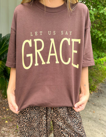 Let Us Say  Grace Mock Neck Tee