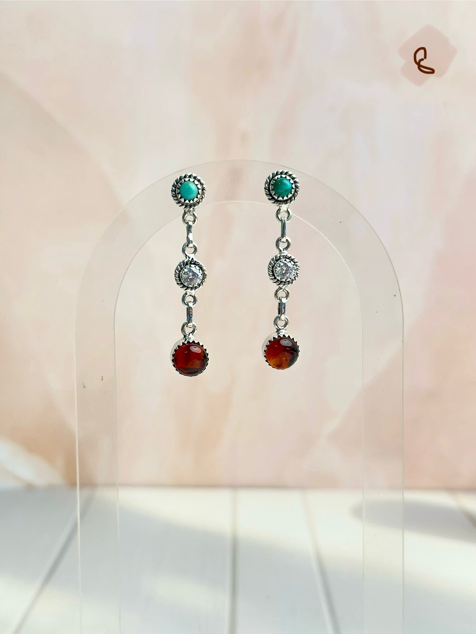 Amber, Turquoise & Crystals Mixed Earrings-Earrings-Krush Kandy, Women's Online Fashion Boutique Located in Phoenix, Arizona (Scottsdale Area)