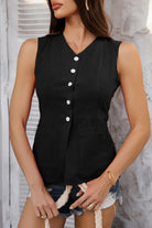 Devine Button Down V-Neck Sleeveless Top-Krush Kandy, Women's Online Fashion Boutique Located in Phoenix, Arizona (Scottsdale Area)
