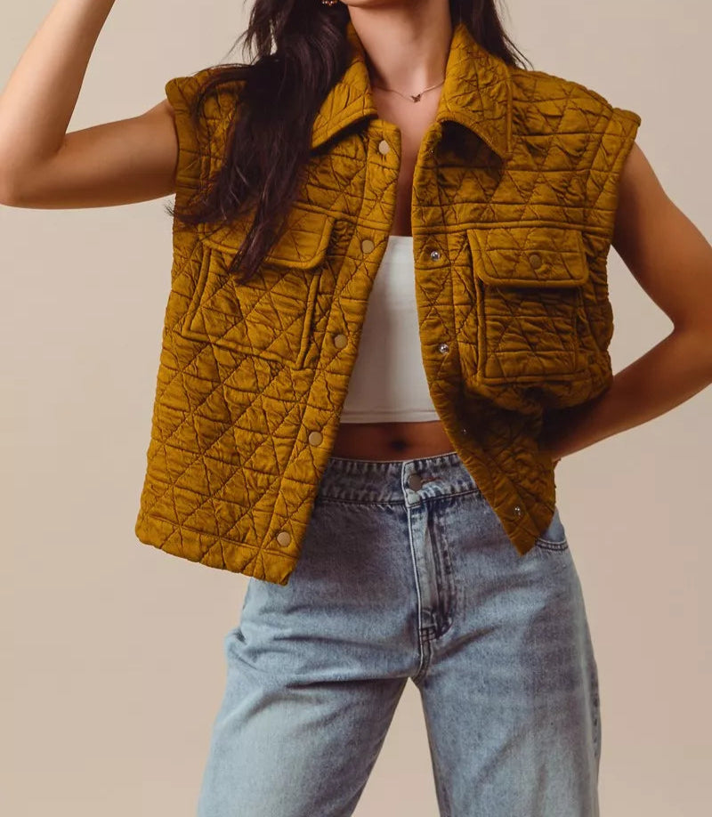 SO ME Triangle Quilting Stitch Button Up Knit Vest-Vests-Krush Kandy, Women's Online Fashion Boutique Located in Phoenix, Arizona (Scottsdale Area)