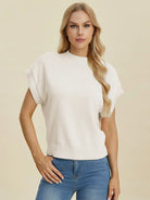 Double Take Full Size Mock Neck Short Sleeve Sweater-Krush Kandy, Women's Online Fashion Boutique Located in Phoenix, Arizona (Scottsdale Area)