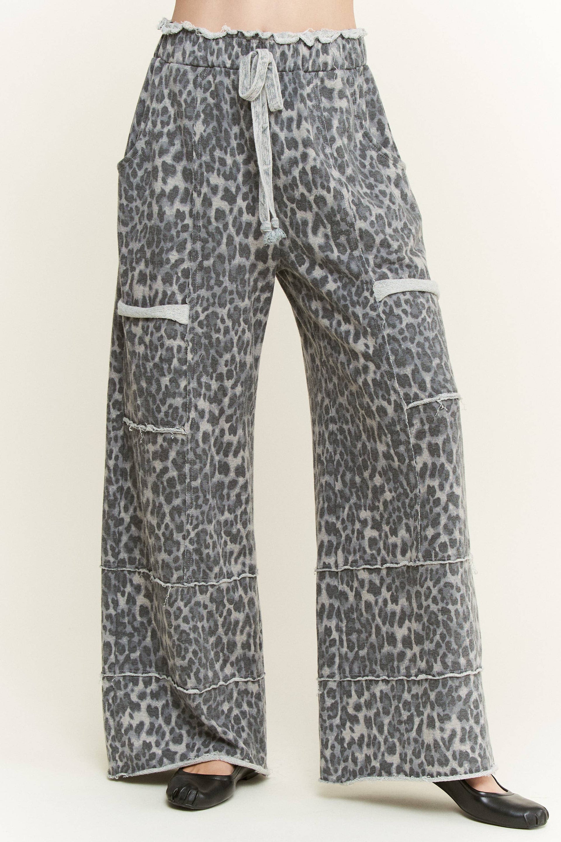 Mineral Washed Animal Leopard Wide Leg Pants-Pants-Krush Kandy, Women's Online Fashion Boutique Located in Phoenix, Arizona (Scottsdale Area)
