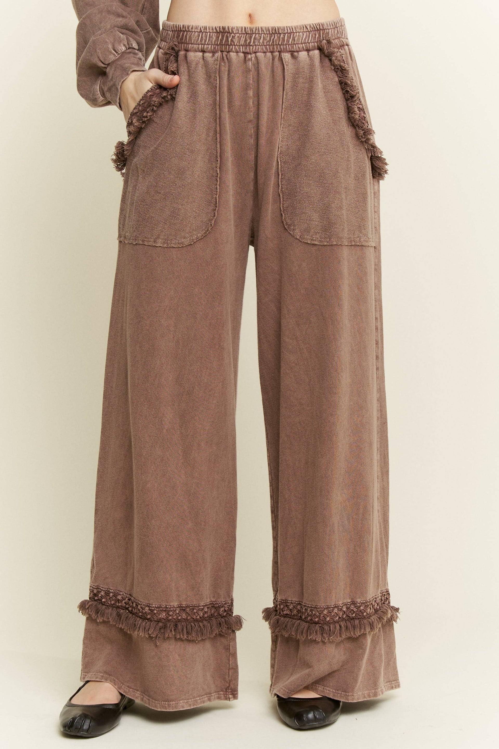 Mineral Washed Tassel Fringe Pants-Pants-Krush Kandy, Women's Online Fashion Boutique Located in Phoenix, Arizona (Scottsdale Area)