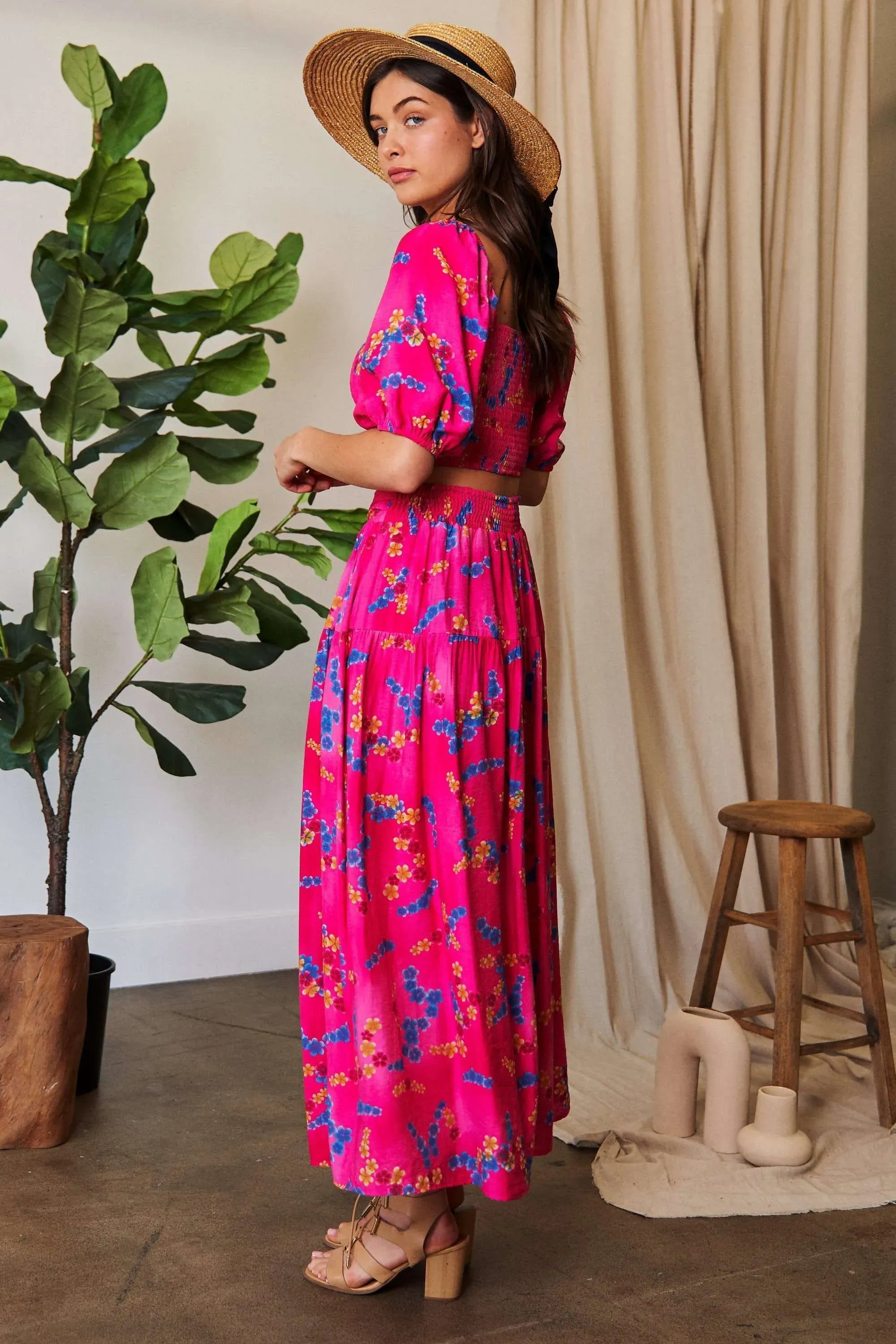 Davi & Dani Printed Smocking Waistband Ruffled Maxi Skirt-Krush Kandy, Women's Online Fashion Boutique Located in Phoenix, Arizona (Scottsdale Area)
