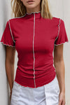 Ruffled Edge Mock Neck Top-Tops-Krush Kandy, Women's Online Fashion Boutique Located in Phoenix, Arizona (Scottsdale Area)