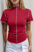 Ruffled Edge Mock Neck Top-Tops-Krush Kandy, Women's Online Fashion Boutique Located in Phoenix, Arizona (Scottsdale Area)